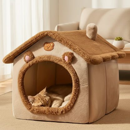 Foldable Pet Cave Bed